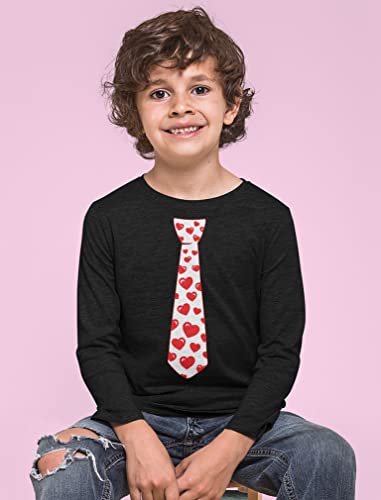 Tstars Red Hearts Tie Girls Boys Valentines Day Shirt Gifts for Kids Valentine Long Sleeve Shirts for Youth Kids2