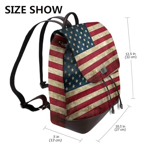Sac à dos ordinateur cuir imprimé drapeau américain style urbain - 2