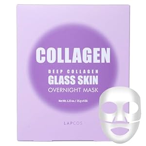 LAPCOS Deep Collagen Glass Skin Overnight Mask – Korean Skin Care Mask w/Rose PDRN, Vegan Collagen & Hydrogel Sheet – Hypoallergenic Firming Collagen Face Mask Sheets (4 ea, 1.23 oz)