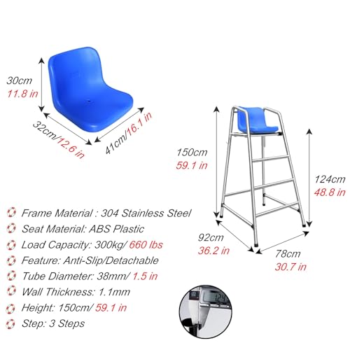 Silla de salvavidas para piscina de acero inoxidable 304 miniatura 2
