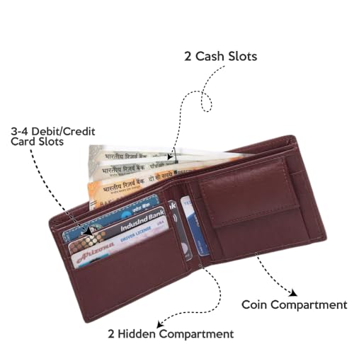 Image of Men's Personalized Wallet I Customized Slim Stylish Leather Purse with Name & Charm I Unique Birthday Anniversary Gift for Men Boy Love Husband Employees Clients - (Brown)
