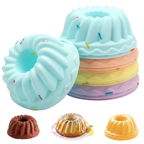 12 Piezas Reutilizables Silicona Moldes para Muffins, Molde de Silicona para Gelatina, Molde para Donuts Antiadherentes, Moldes Silicona Reposteria para Tartas, Postres, Chocolates, Flanes, Gelatinas