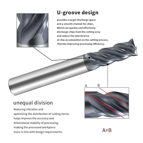 Image of Carbide Dynamic Square End Mills-4 Flute TiALSiN Coated,for Milling Alloy Steels, Hardened Steel, Metal etc.1 Pcs D6*50mm