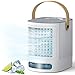 Thermatronics Tragbare Klimaanlage, 3-in-1-Design, Verdunstungs-Kompakt-Luftkühler, Ventilator mit 3 Windgeschwindigkeiten, USB-Mini-Eisventilator, mit 7 Farben Nachtlicht für Zuhause, Büro