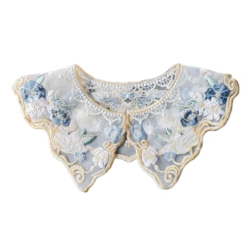 Chinese Embroidered Flower Organza Shawl Wrap Pearl Tassels Yunjian Cloud Shoulder False Collar Scarf for Dresses