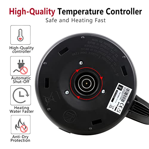 Aigostar Knight 30IGP – Hervidor de agua 1,7 litros, 2200 watios, libre de BPA y material de acero inoxidable pulido de grado 304, sistema de protección contra la ebullición en seco. Diseño exclusivo.