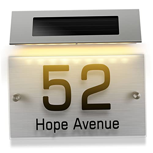 iplusmile Lampada Solare da Parete con Numero Civico LED Colori Insegna Indirizzo Personalizzabile per Esterni Patio Giardino Percorso