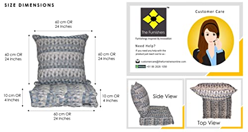 Image of Woven Quilted Floor Cushion Set 60x60x10 CM Grey Shiny Triangle with Fillers & Back Cushion, Large Size for Seating, Patio Seat, Meditation, Yoga, Pooja, Guests, Living 24x24x4 Inch