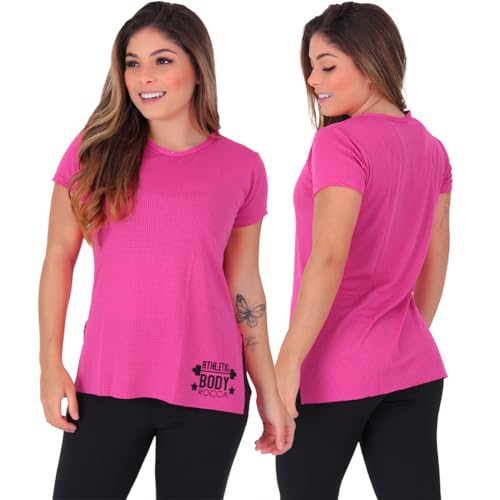 KIT 2 BLUSAS DRY FIT TAPA BUMBUM TECIDO POLIAMIDA RETÉM SUOR (M, Preto/pink)