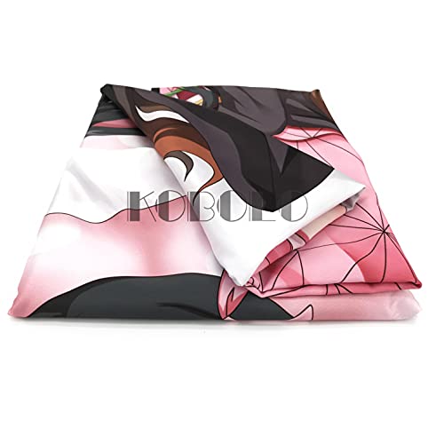 Anime Body Pillow Cover Kimetsu No Yaiba Kamado Nezuko 59In X19.6In(150X50Cm) Pillowcase Cover Japanese Anime Hugging Pillow Cover Peach Skin #TOP4