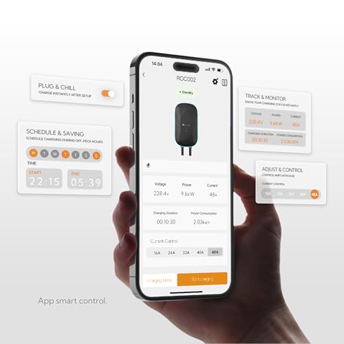 Image of RIPPLEON Level 2 EV Charger - Dual Plug Type Universal Wall Connector Nema Plug-in - Compatible for All North American EVs - 40Amps 240V Tesla Wall Charger, UL, FCC, Satin Black