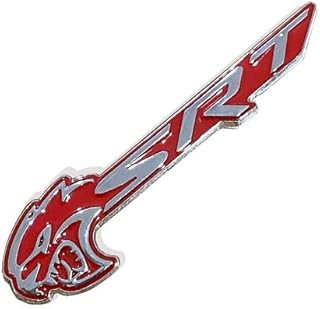 KaberTrade SRT Replacement Fender Badge Decal Sticker for Cars, Trucks, SUVs - 1 Pack Silver Red - by KaberTrade