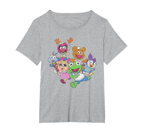 The Muppets Muppet Babies Colour Group T-Shirt, Women's Plus, Heather Grey, 4X