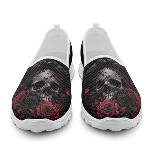 Novelty Skull Shoes for Women Slip On Lightweight Workout Shoes Comfortable Loafer Wide with Arch Support2