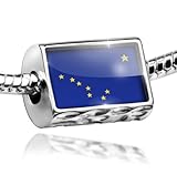 NEONBLOND Charm Alaska Flag Region: America (USA) - Bead Fit All European Bracelets, Neo