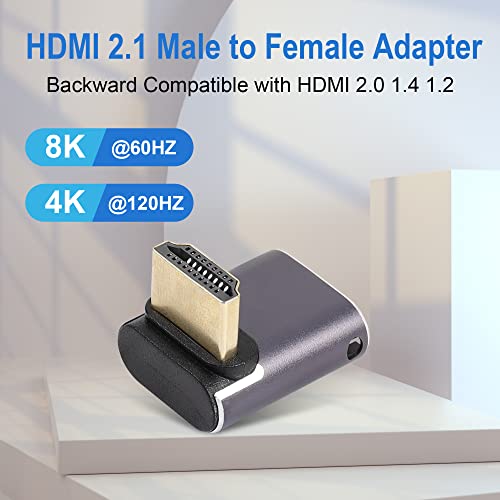 RIIEYOCA 8K HDTV 2.1 Adapter, 48Gbps 90 Degree Down Angle HDTV Male to Female Adapter - Image 2