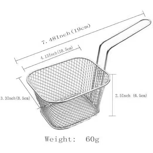 WINHONW 8pcs Mini Square Fry Baskets 4.1x3.3x2.6Inches, French fry basket Table Serving Fryer Baskets(black) 2