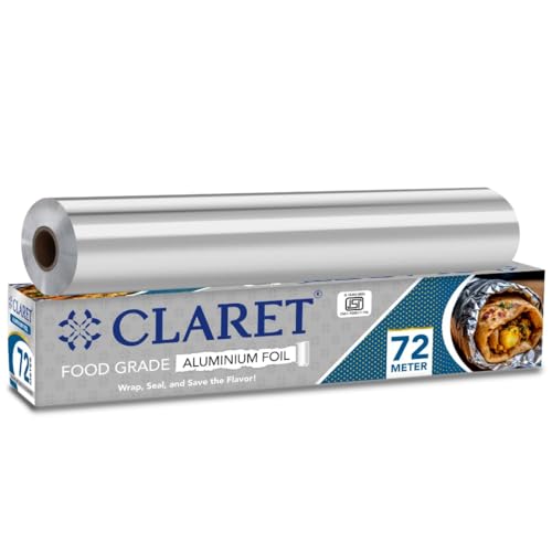 Image of Claret Aluminium Foil 72 Meter | Food-Grade, Extra Strong & Durable | Retains Freshness & Keeps Food Warm | Ideal for Wrapping, Baking, Grilling & Storing Food (Pack Of 1)