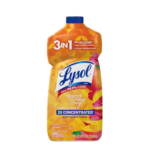 Lysol Power Clean Multi-Surface Cleaner, 2x Concentrated Pour, Mango & Hibiscus, 28 Fl Oz
