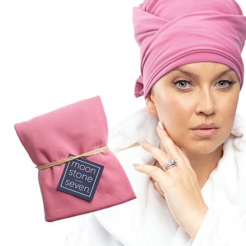 MoonstoneSeven Hair Plop - Curl Prep Wrap for Drying Shaping & Frizz Control - Soft Cotton Lycra Hair Wrap for Wavy & Curly Hair - Reduces Frizz Shortens Dry Time & Enhances Curl Definition - Pink