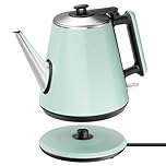 0.9L Small Electric Kettle, BPA-Free 304 Stainless Steel, 1360W Fast Boiling in 4-6 Mins, One Key Control, Auto Shut-Off, Dry-Boil Protection, Ideal for Home, Office, RV, Coffee Lovers, Retro Design