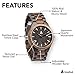 Treehut Wooden Watches for Men, Japanese Quartz Movement, Stylish Exotic Wrist Watch with Stainless Steel Buckle, Adjustable Straps, Watch Made from Ebony Wood, Relojes para Hombre