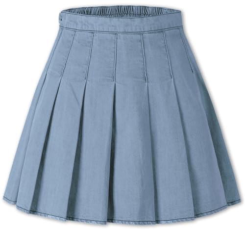 SANGTREE Women Girls Pleated Skirts with Shorts, Elastic Waist Uniform Plus Size Tennis Casual Skirt, 2 Years - US 4XL