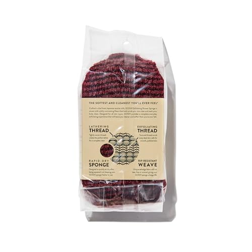Image of Goshi Exfoliating Shower Sponge- Brick Red, Rapid-Drying, Rip Resistant