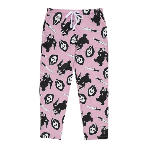 Bioworld Ghostface All-Over Print Womens Pink Sleep Pajama Pants -Large