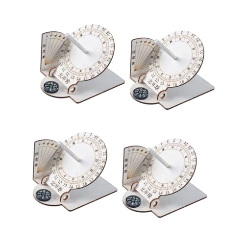 iplusmile 4pcs Scientific Sundial Clock Models Ancient Sun Clock for Educational Use Wooden Desk Ornaments for Geography Study for Teachers Boys and Girls Activities