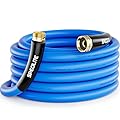 SPECILITE Hot/Cold Garden Water Hose 25 ftx 5/8 in, -50? To 190?, Heavy Duty, Flexible, Burst 605 Psi, Lightweigh, Upgraded Rubber Pipe with 3/4" Brass Fittings For Backyard, Outdoor, Farm, Blue