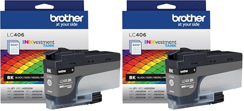 Image of Brother Genuine LC406BK Standard Yield Black INKvestment Tank Ink Cartridge,(Pack of 2)