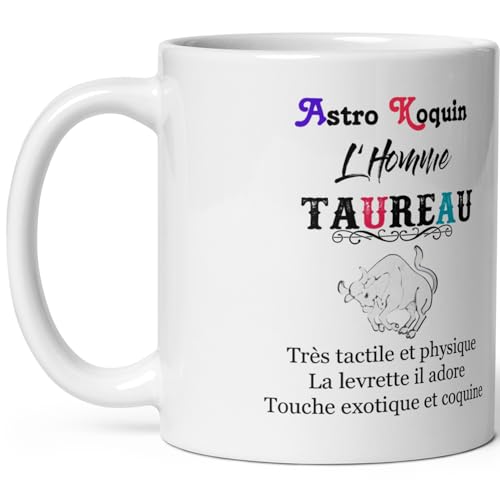 Mug Taureau Homme coquin - Tasse humour Signe Astro Koquin Taureau - Mug signe astrologique drôle - Qualité Cadeau Original Anniversaire Noël Fête garçon...