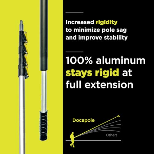 Image of DOCA Telescoping Pole 7-30 Ft - Extension Pole for Cleaning, Feather Duster, Window Washing Kit, Paint Roller, Window Squeegee - High Reach Extendable Kit for Indoor & Outdoor - Squeegee Dual Plane