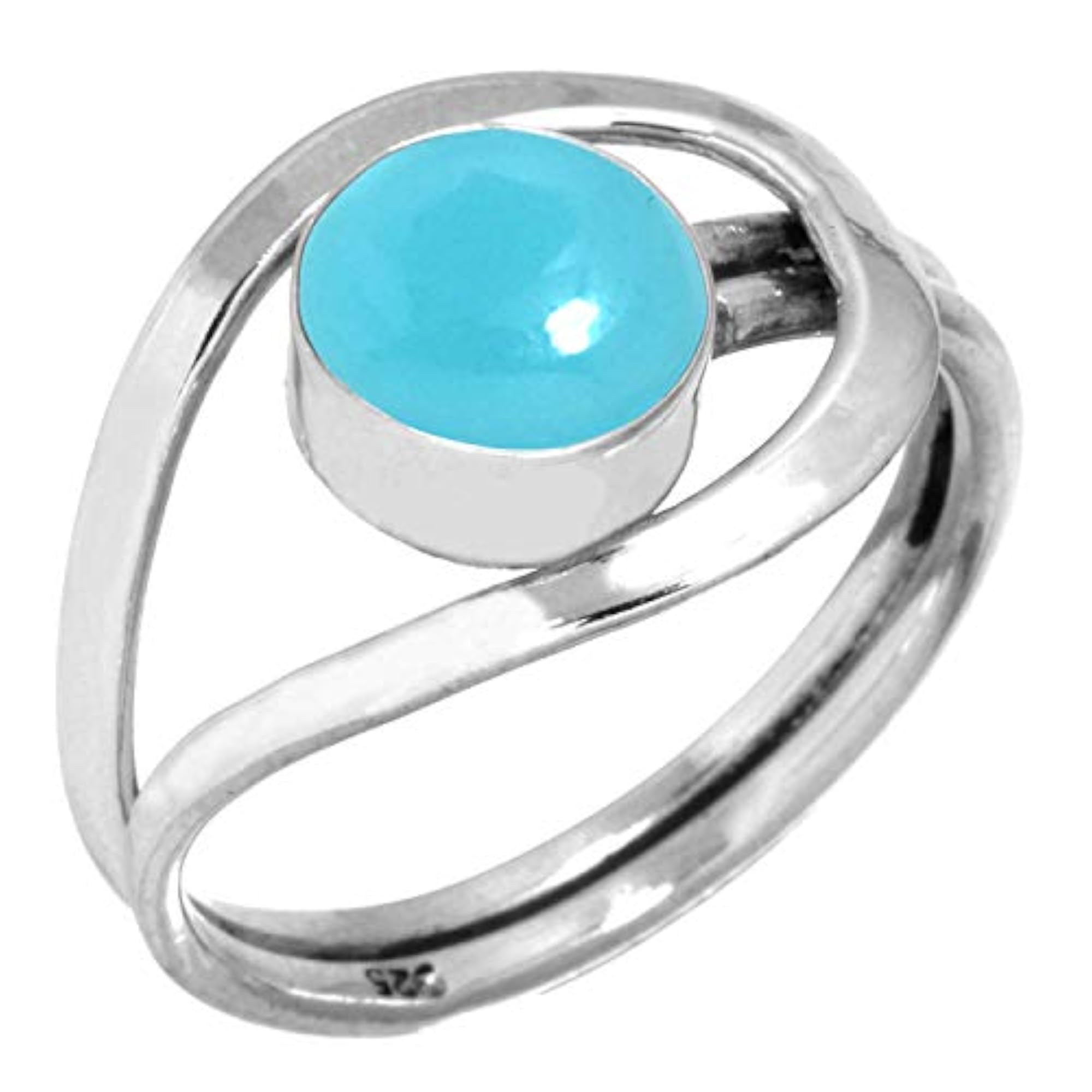 Women's Natural Gemstone Round Boho Silver Ring