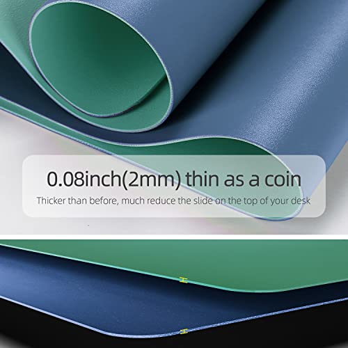 Image of YSAGi Office Desk Pad, 23.6 inch x 13.7 inch Ultra Thin Waterproof PU Leather Mat, Laptop Protector for Keyboard and Mouse, Writing Pad for Office and Home (Azure Blue+Green)