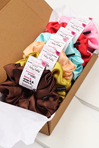 Image of Premium Satin Scrunchies for Women | Hair Bands, Ponytail Holders & Rubber Bands | Oversize, Fluffy, No-Damage Hair Ties | Girls Hair Accessories | Extra Large Size | Pack of 6
