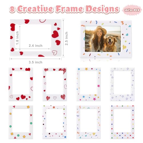 Mototo 16 Pack Magnetic Picture Frame for Fujifilm Instax 2.5x3.5in Fridge Magnets Photo Frames Mini Table Photo Frame Holder for Fridge School Office Wallet Size Picture Frames — view 2