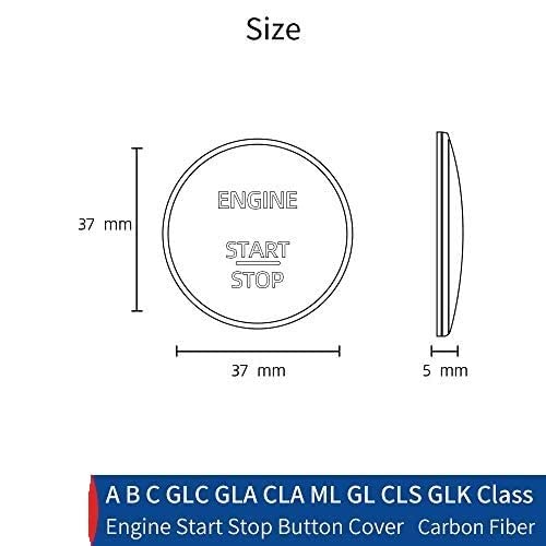 JMY Carbon Fiber Engine Start Button Cover For Mercedes Benz - Black Replacement Switch