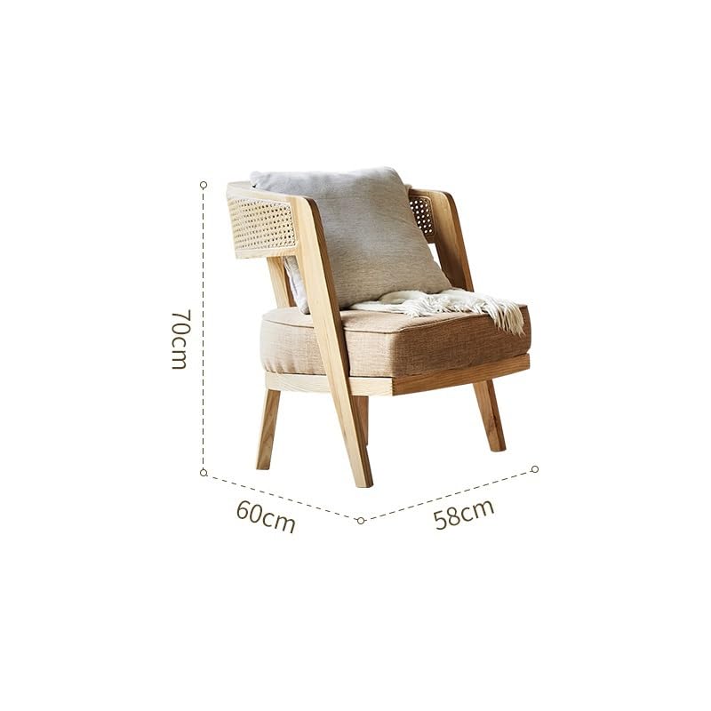 eexbz Small Sofa Home Living Room Small Sofa Rattan Chair Wooden Leisure Recliner Homestay Balcony Tea Seat Couch for Small Spaces