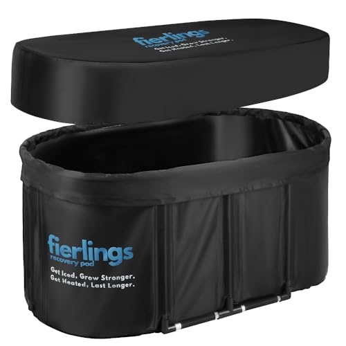 fierlings Premium 120 cm ovales Eisbad, Mobile Faltbare Badewanne mit 5 Isolierschichten und 3-lagigem Deckel, Eisfass für Innen und Außen, Eistonne Outdoor, Eisbaden Tonne, Ice Bath Komplettset
