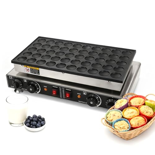 LURECAQING Maquina Tortitas,Crepera Electrica,25/50 Agujeros,Rango de Temperatura de 50-300 °C,Rango de Tiempo 0-5 Minutos,Waflera Pequeña para Cafeterías,Tiendas y Restaurantes 50holes1700W