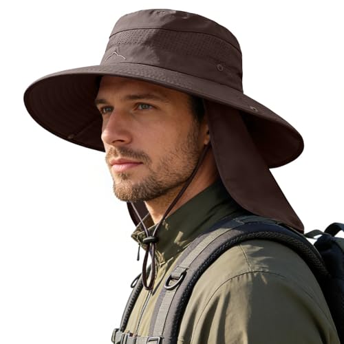 Image of Sun Hats for Men Women, UPF 50+ Protection Fishing Hat with Neck Flap