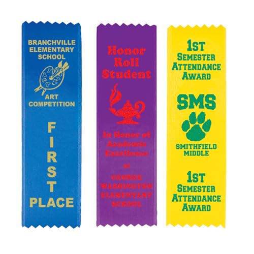 Jones School Supply - Set of 100 Custom Ribbons - Small Flat