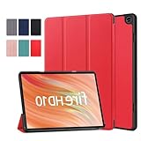 Fire HD 10 タブレット (第13世代 2023) 11インチ 用 ケース タブレットカバー 保護ケース 【HUKWIMO】 スタンド機能付き 薄型 超軽量 全面保護 高級PU スクラッチ対策 レザー 耐汚れ 耐久性 Fire HD 10 タブレット (第13世代 2023) 11インチ 対応 [レッド]