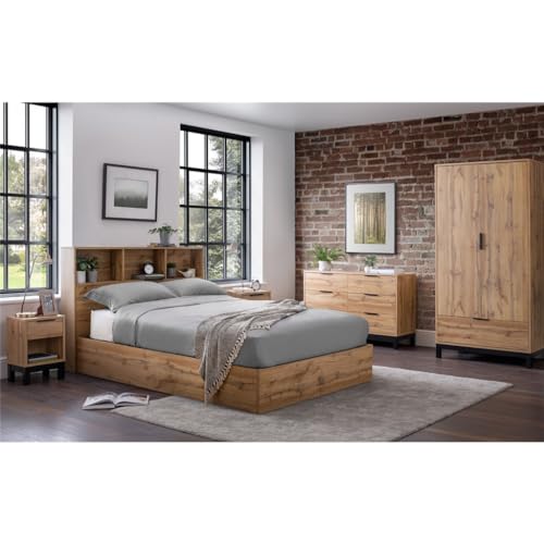 Marlborough Timber Natural Oak Ottoman Storage Bed - Double 4ft 6 (135cm)