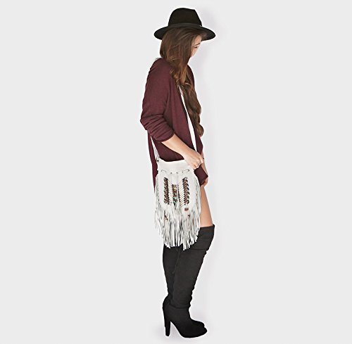 Boho Bag Round S | Real Leather | Fringe Purse | Bohemian Bags miniatura 3