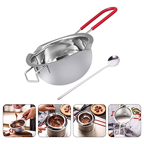 HEMOTON 1 Setstainless Aço Dupla Caldeira Panela Com Uma Colher De Metal De Chocolate Melting Pot pa