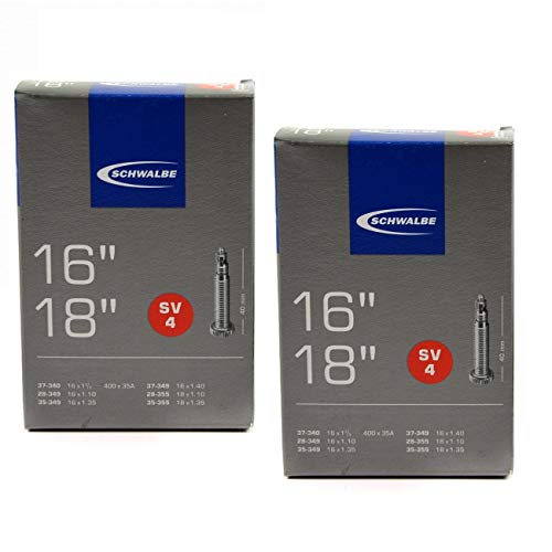 Schwalbe SV4 Inner Tubes - 16 x 1 1/8 to 18 x 1.35in, 40mm Presta Valve (2 Pack)