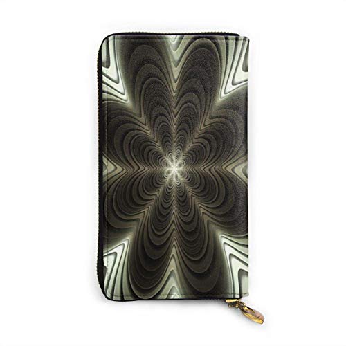 Preisvergleich Produktbild JHGFG Fraktale Silberwellen Textur Geometrische Echtleder Geldbörse Lange Damen Geldbörse Handtasche Multi Kartenhalter Organizer Für Frauen Personalisiert